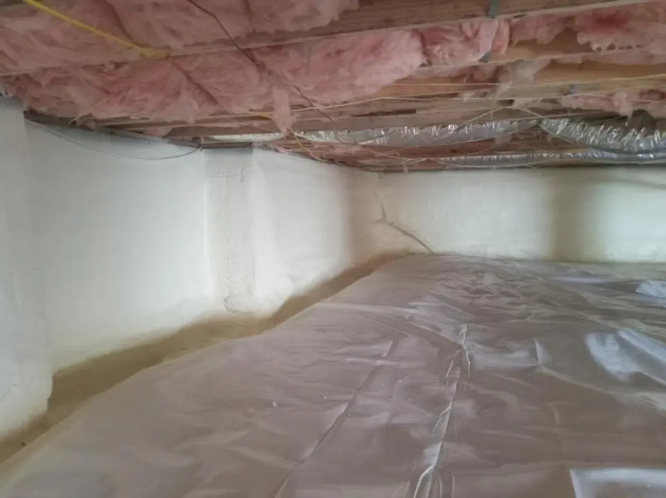 Crawl space encapsulation with closed-cell spray foam for Roof Maintenance in The Woodlands
